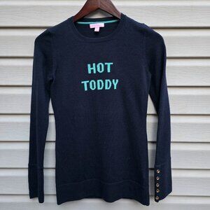 Lilly Pulitzer Hot Toddy Sweater XS Navy Blue Graphic Wool Blend Slim Fit